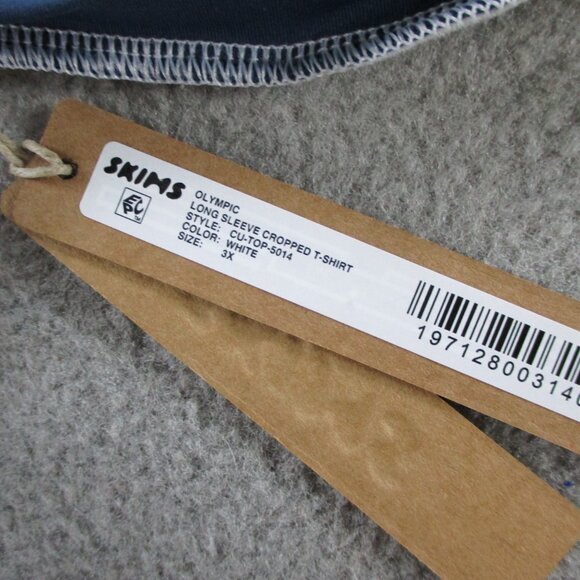 SKIMS Team USA Olympics Top Womens XL White Blue Long Sleeve Cropped Tee NWT NEW - Picture 4 of 9